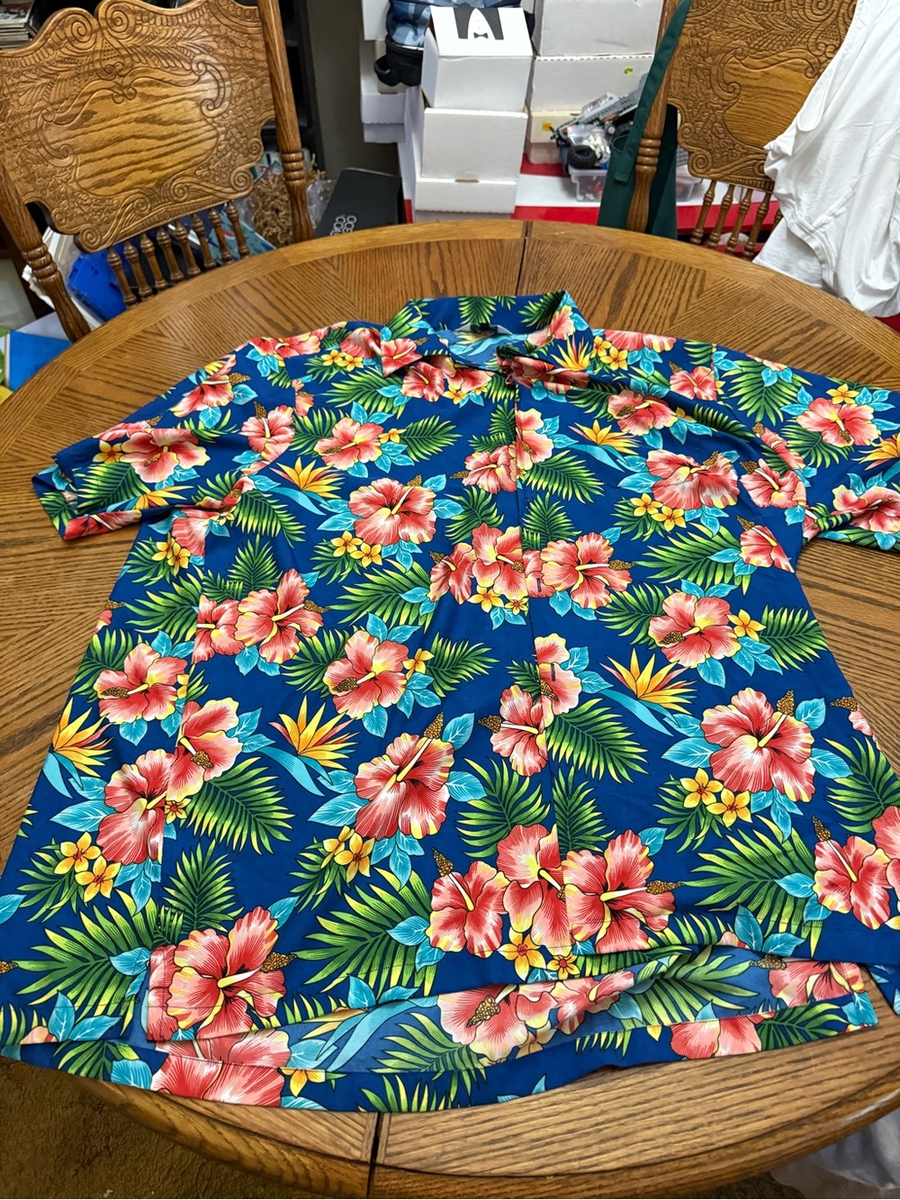 Lavish Blue Floral Tropical Button-Down Shirt